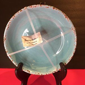*8pcs* Tommy Bahama Rustic Crackle Aqua Blue Pasta Salad Soup Dinner Bowl Set